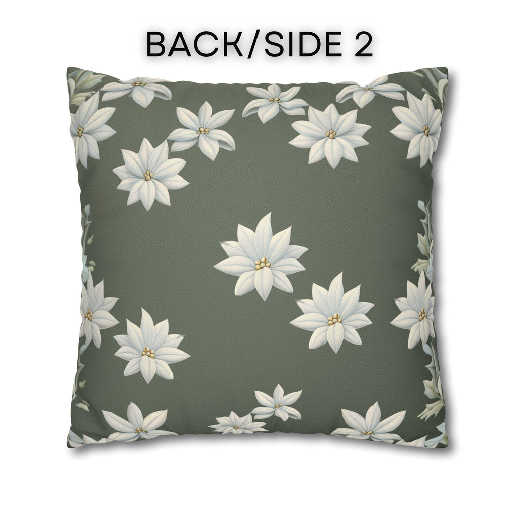 William Morris Inspired Pillow Cover: Botanical White Flowers on Soft Sage