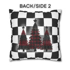 Buffalo Check Christmas Pillow Cover - Red, Black, White Plaid Trees
