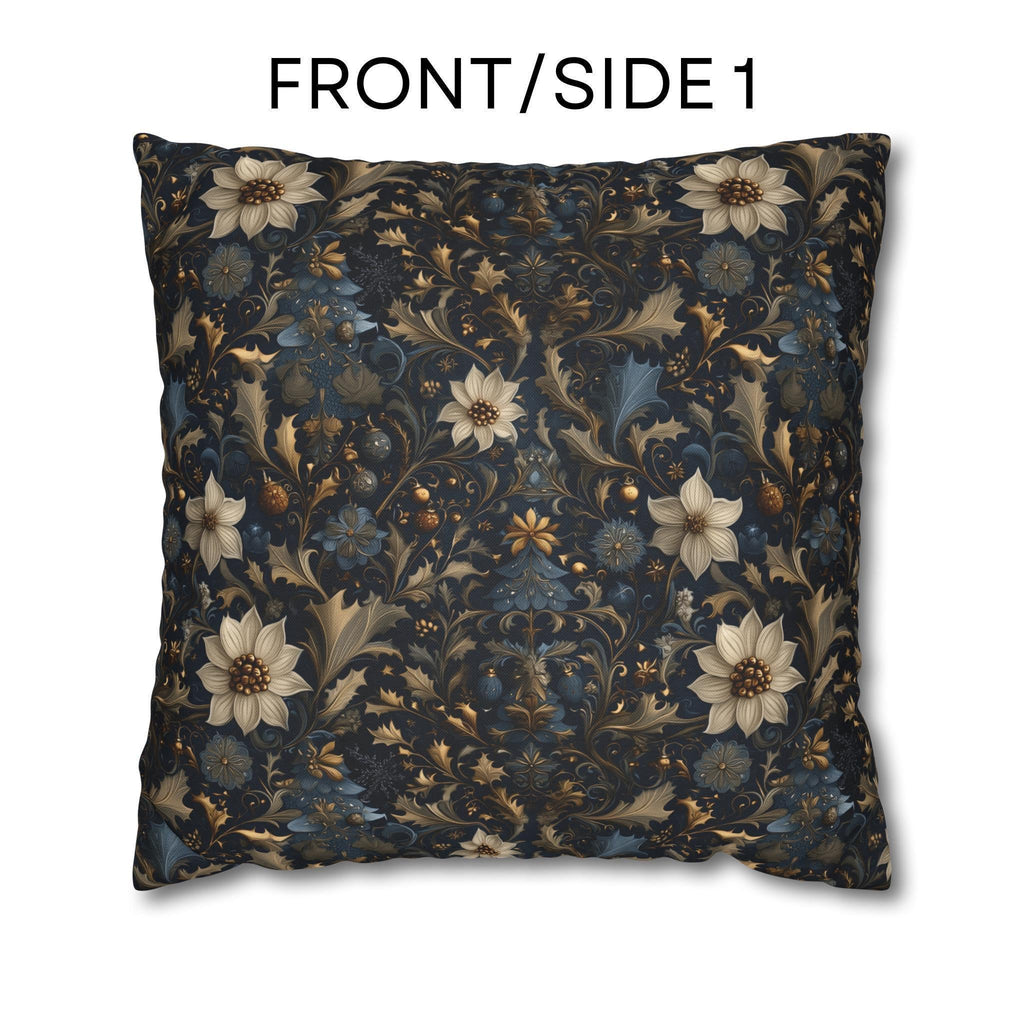 Midnight Blue William Morris Christmas Botanical Pillow Cover