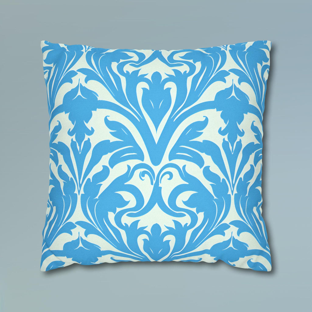 Art Nouveau Pillow Cover: Aqua Blue Floral Throw Pillow