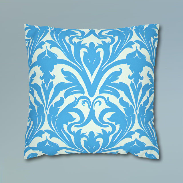 Art Nouveau Pillow Cover: Aqua Blue Floral Throw Pillow