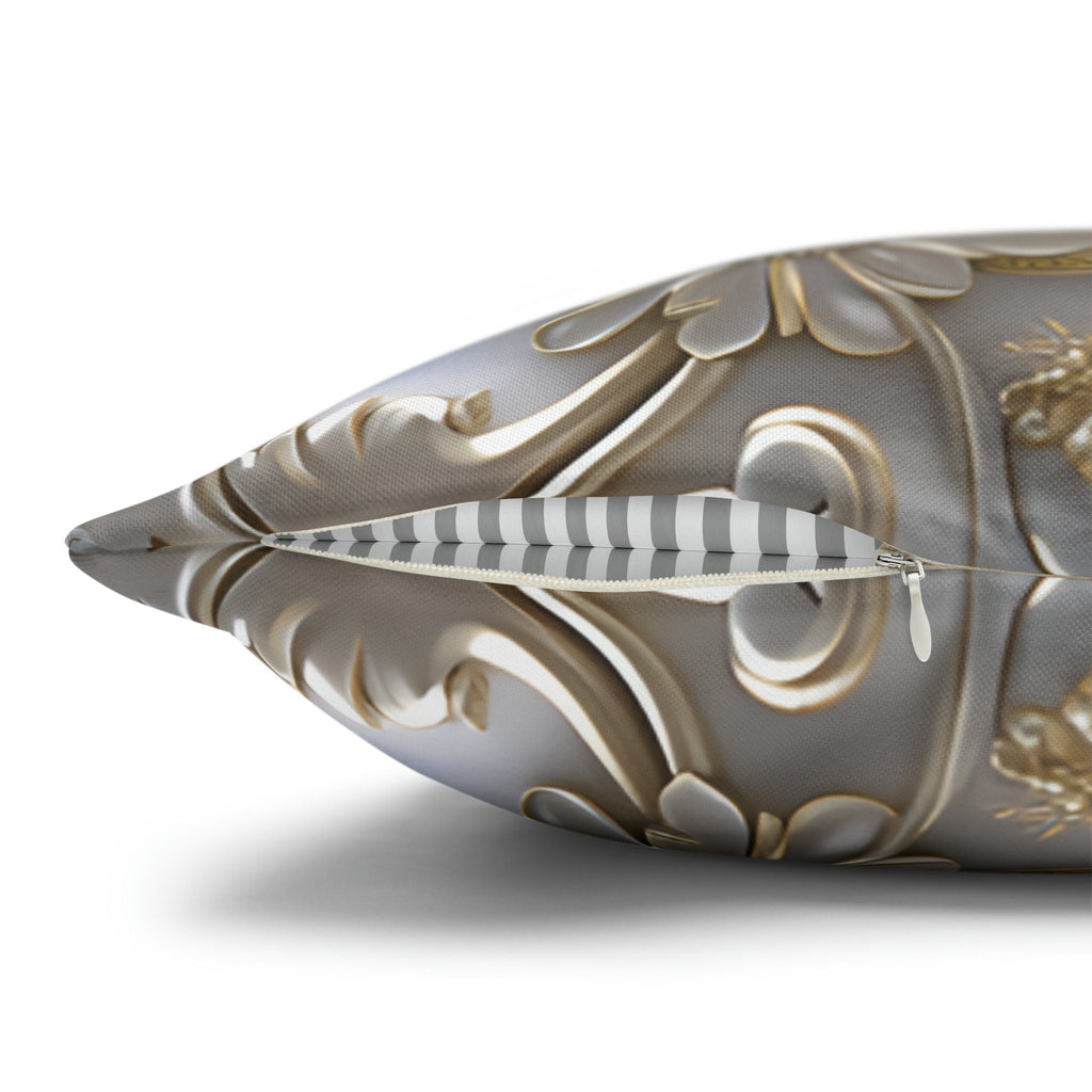 Baroque Floral Throw Pillow Cover: Cobalt Blue, Silver-Gray & Gold Accents, Elegant Cushion Case