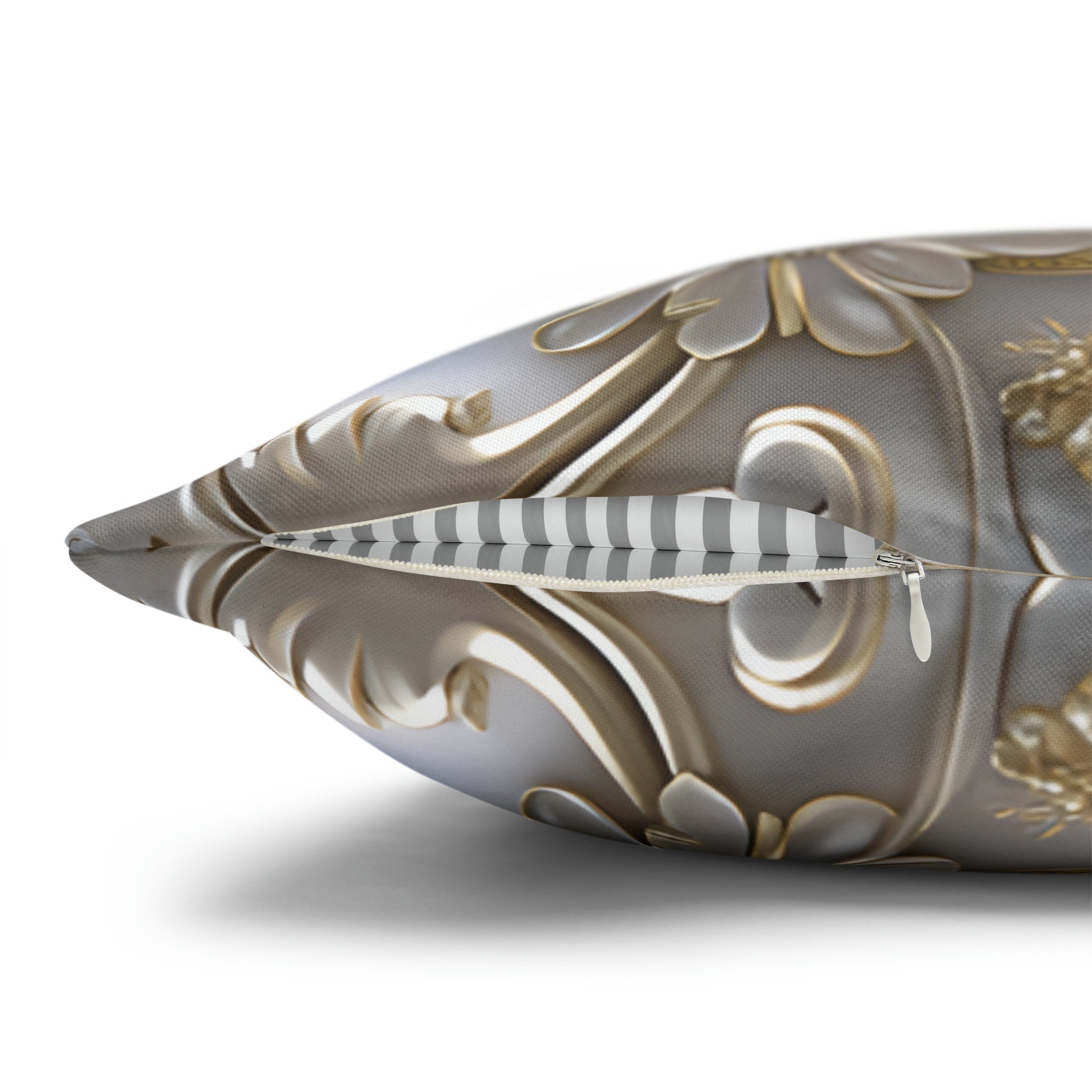 Baroque Floral Throw Pillow Cover: Cobalt Blue, Silver-Gray & Gold Accents, Elegant Cushion Case