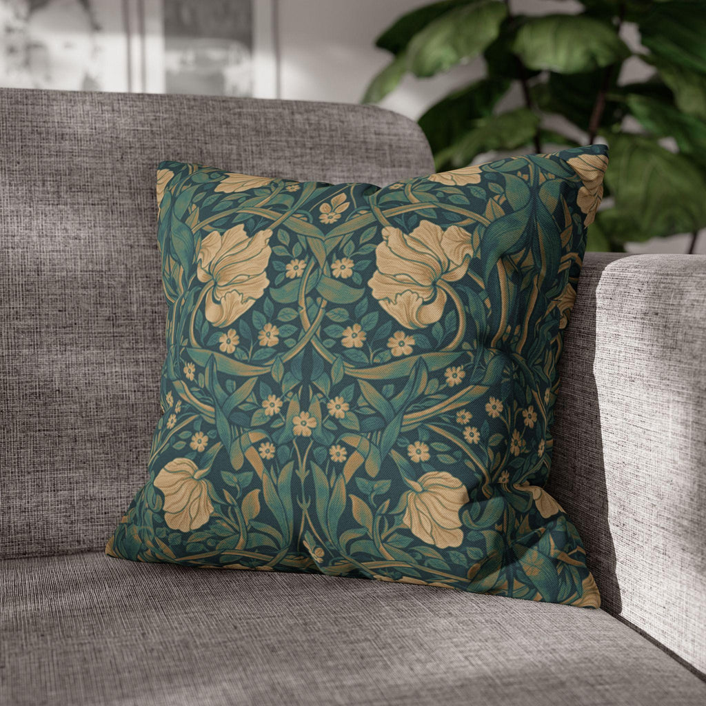 William Morris Midnight-Teal Champagne Pillow Cover: Vintage Pimpernel Reconstructed