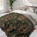 Elegant Golden Snowflake Poinsettia Fleece Blanket: Christmas Decor & Cozy Winter Gift