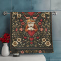 William Morris Inspired Fox Love Hand Towel: Romantic Woodland Kitchen or Bath Decor