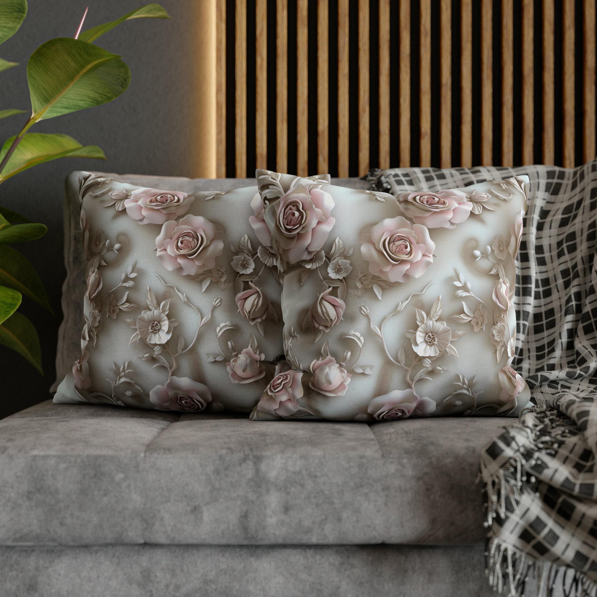 Romantic Soft Pink Roses Cushion Cover: Floral Elegance for Feminine Decor