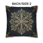 Navy & Gold Christmas Snowflake Pillow Cover: Square Polyester, 14-20 Inches
