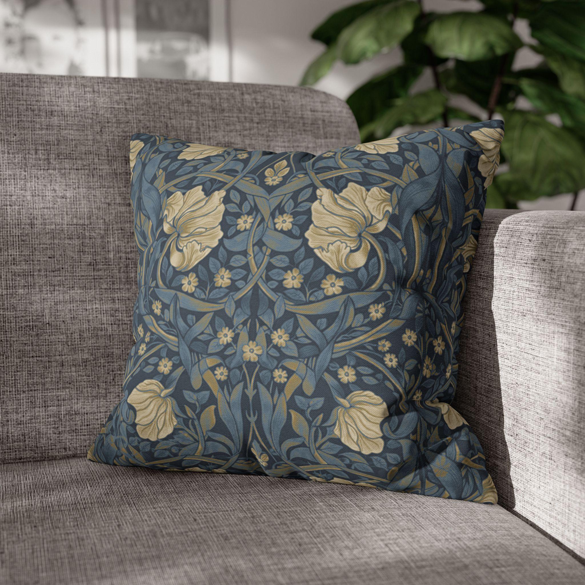 William Morris Pillow Cover: Charcoal Blue Ivory Vintage Pimpernel Reconstructed