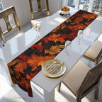 Art Nouveau Fall Table Runner: Ember Orange Acanthus Leaves, Modern Autumn Decor