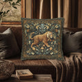 William Morris Inspired Tiger in the Garden Pillow Cover: Botanical Tapestry Accent
