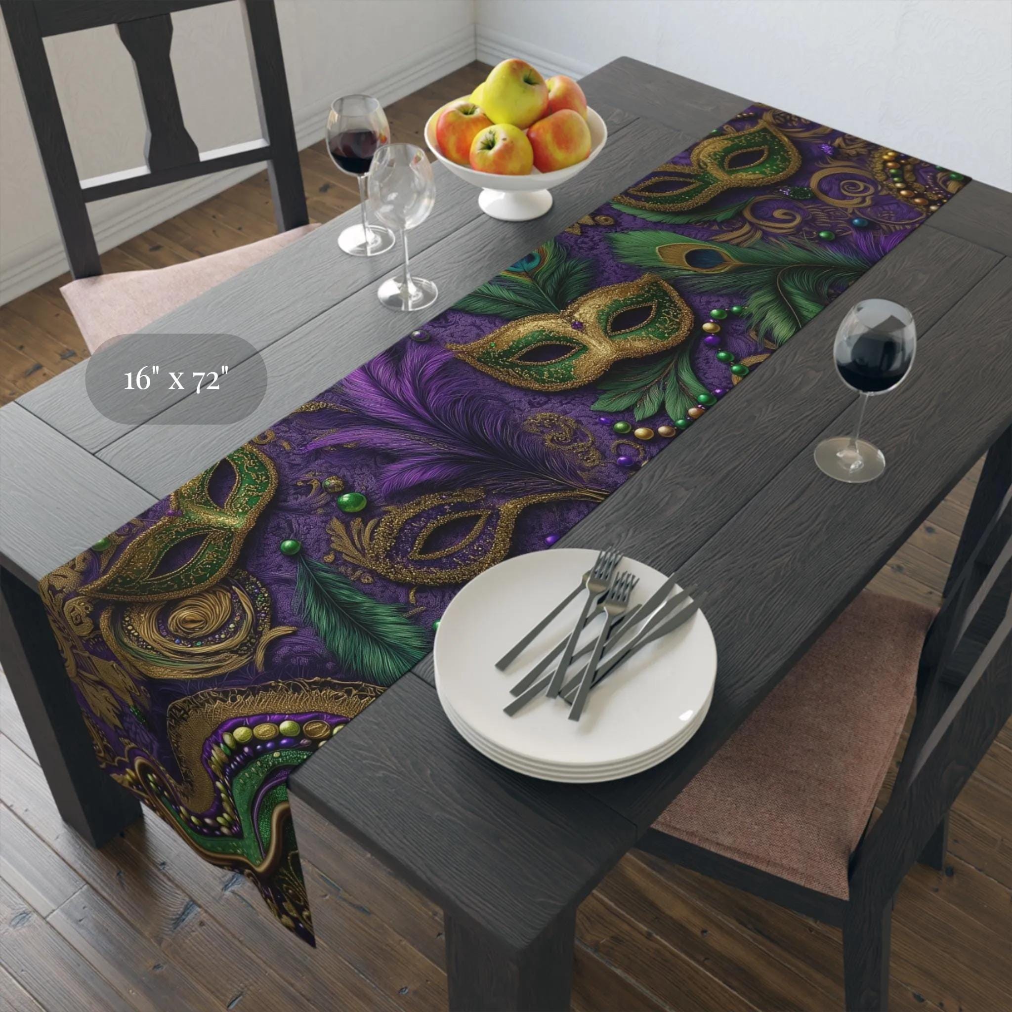 Mardi Gras Table Runner: Elegant Vintage Inspired Dining Decor