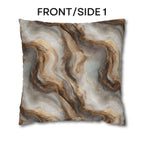 Modern Abstract Pillow Cover: Brown Marble Look with Gold Color Accents