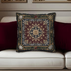 Baroque Christmas Pillow Cover: Burgundy Gold Navy Ornate Winter Damask, Traditional Holiday Decor