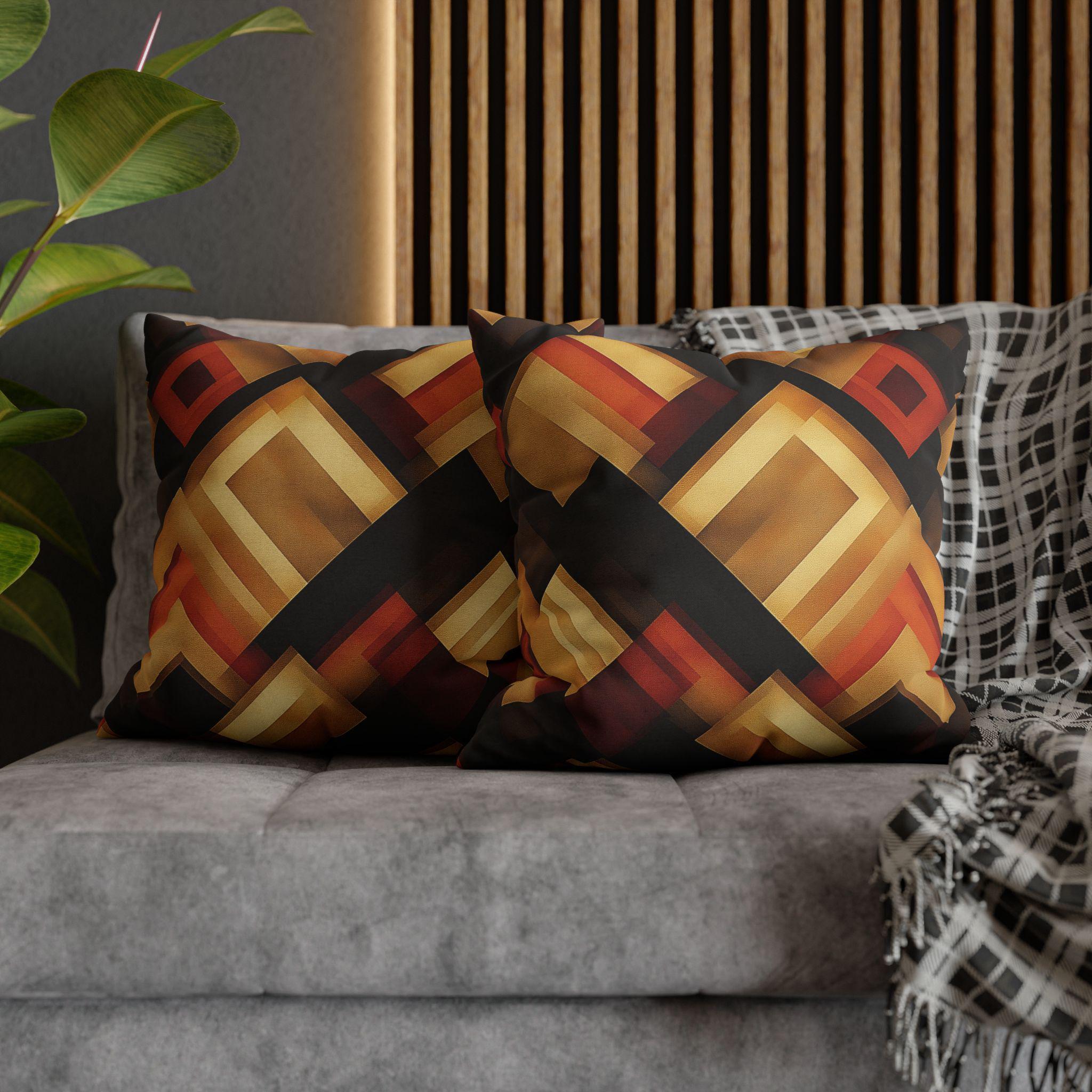 Geometric Pillow Cover: Modern Earthy Design (14x14 to 20x20 inches)