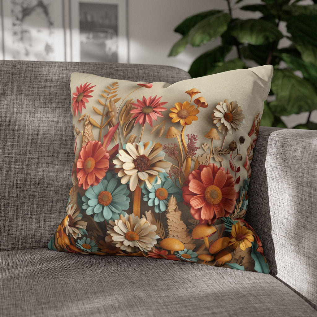 Floral Botanical Garden Pillow Cover: Warm Tone Accent Cushion