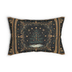William Morris Christmas Tree Lumbar Pillow: Starry Night Holiday Decor Elegant Gold Botanical Style