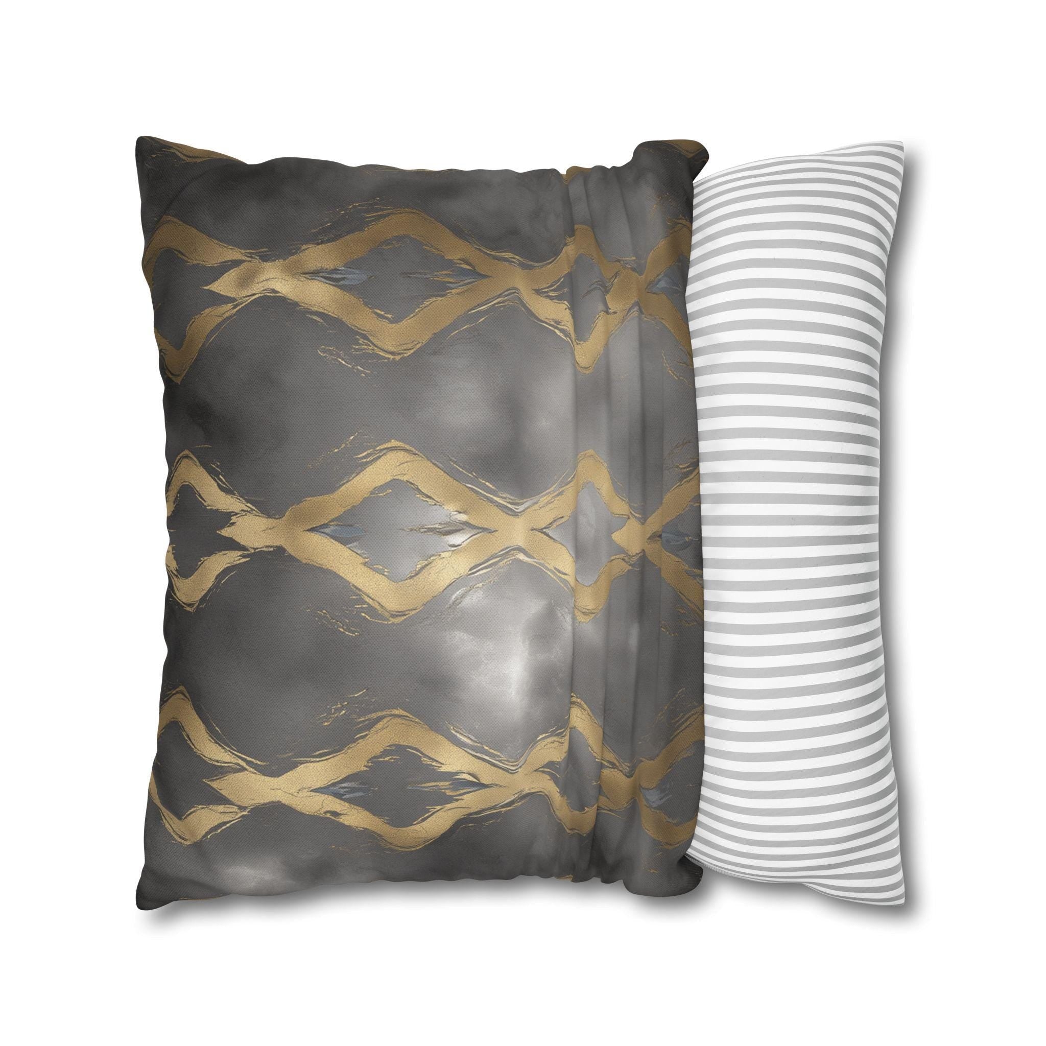 Gray & Gold Abstract Pillow Cover: Modern Glam Decor