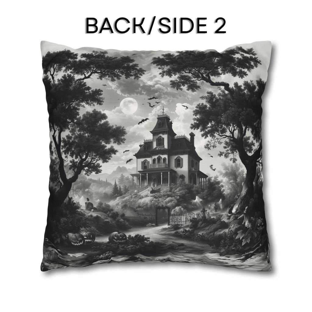 Halloween Toile Pillow Cover: Black and Cream Quietly Spooky Decor
