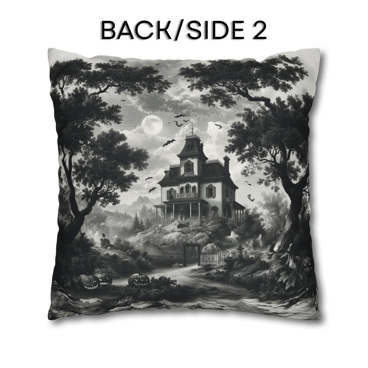 Halloween Toile Pillow Cover: Black and Cream Quietly Spooky Decor