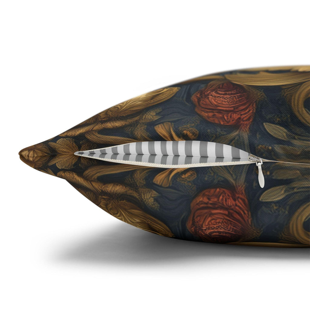 William Morris Autumn Pillow Cover: Botanical Thanksgiving Turkey Decor, Grey-Blue and Gold