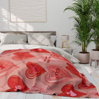 Romantic Valentine's Day Fleece Blanket: Cozy Heart & Cupid Design Throw for Love Season