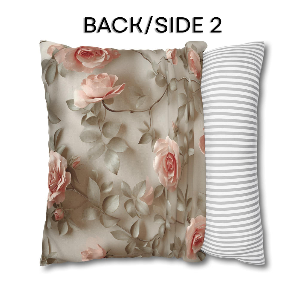Pink Rose Throw Pillow Cover - Botanical Blush Design