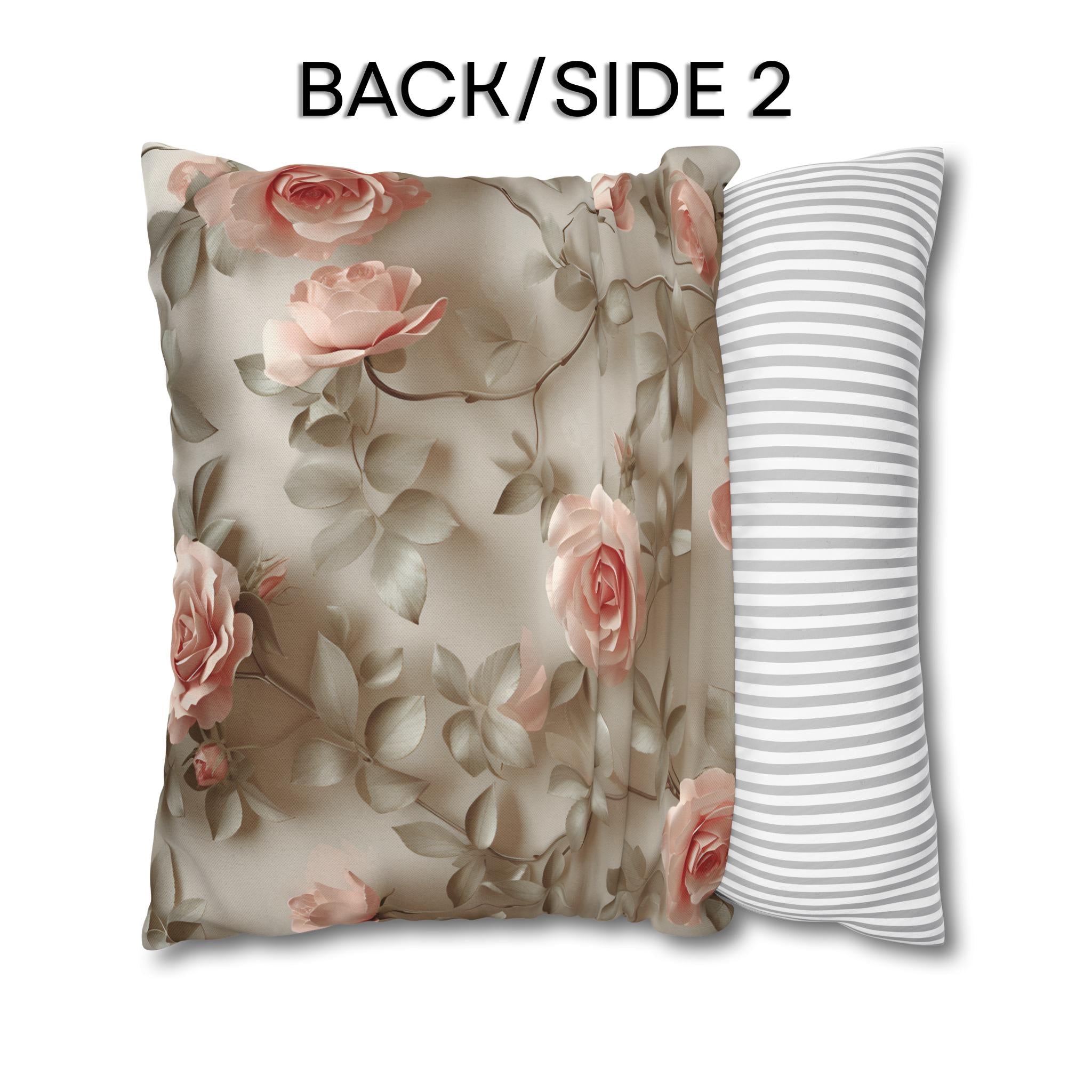 Pink Rose Throw Pillow Cover - Botanical Blush Design