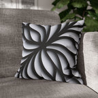 Abstract Floral Pillow Cover, Black and White Geometric Cushion