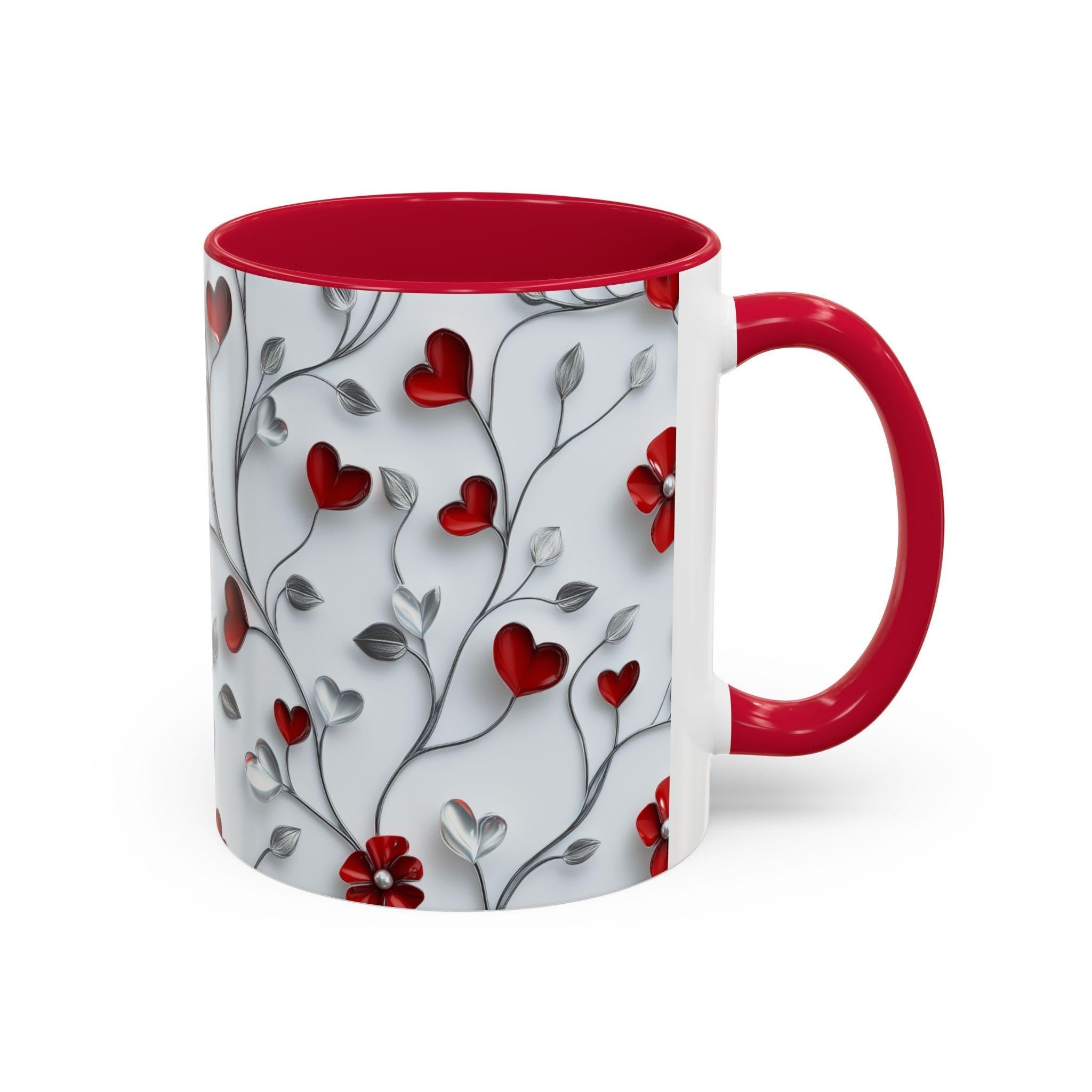 Romantic Valentine's Day Mug: Intertwining Vines Design, Colorful 11oz/15oz Gift for Loved Ones