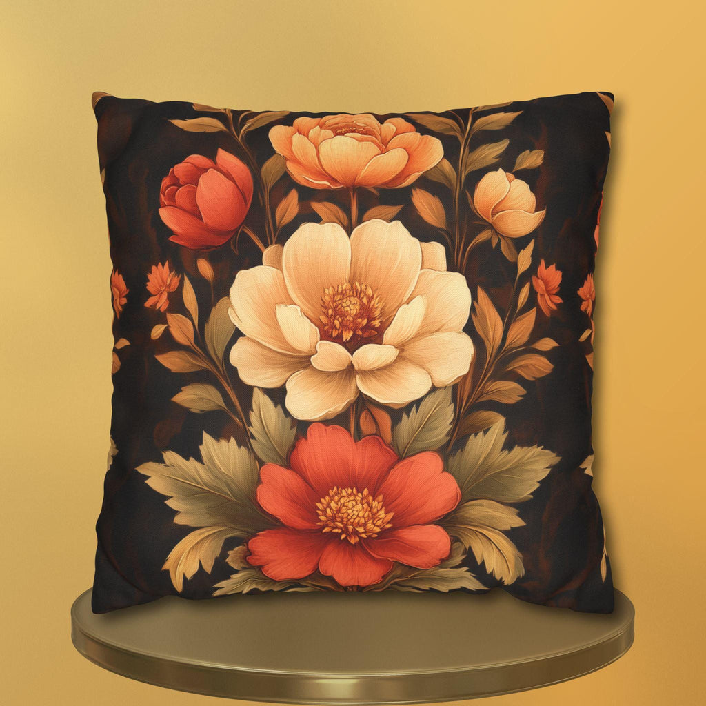 Peony Pillow Cover: Autumn Floral in Warm Rustic Colors