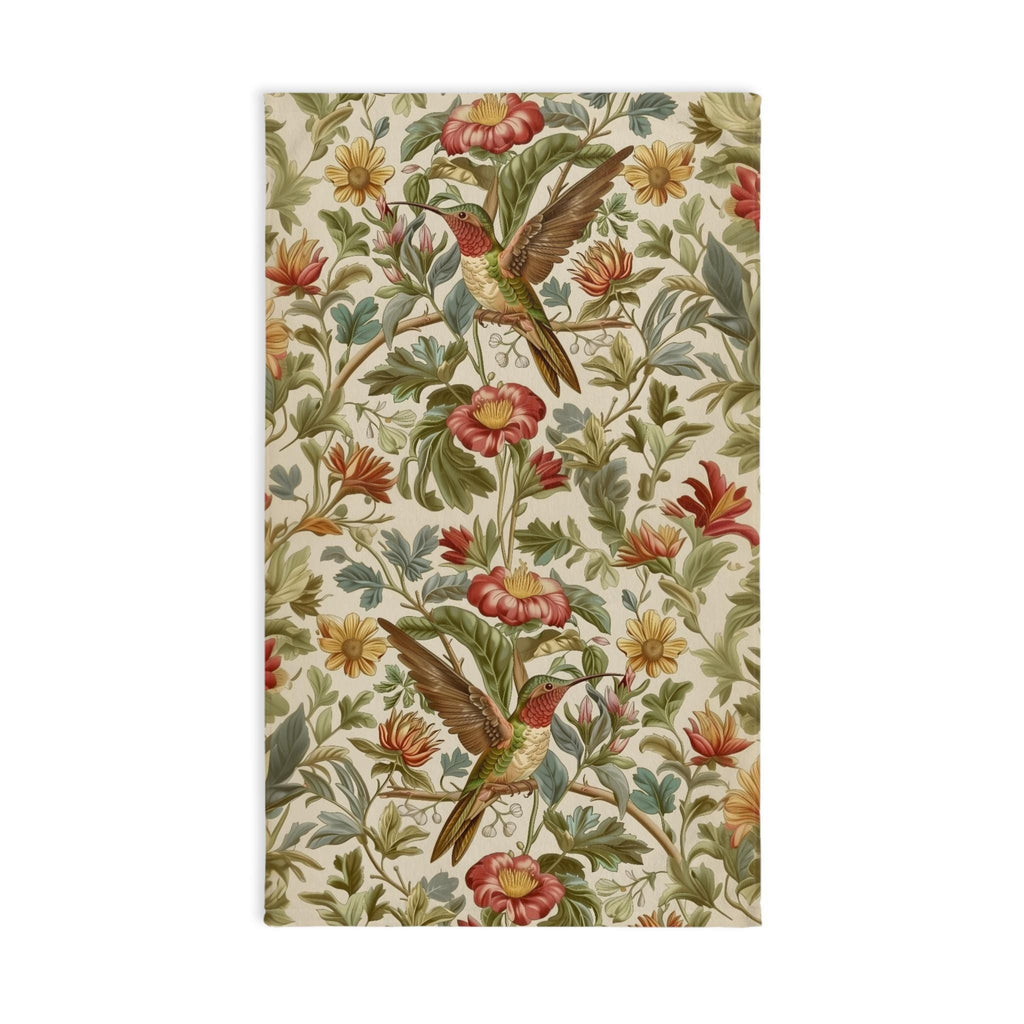 William Morris Hummingbird Hand Towel: Vintage Style Botanical Bird Floral Accent