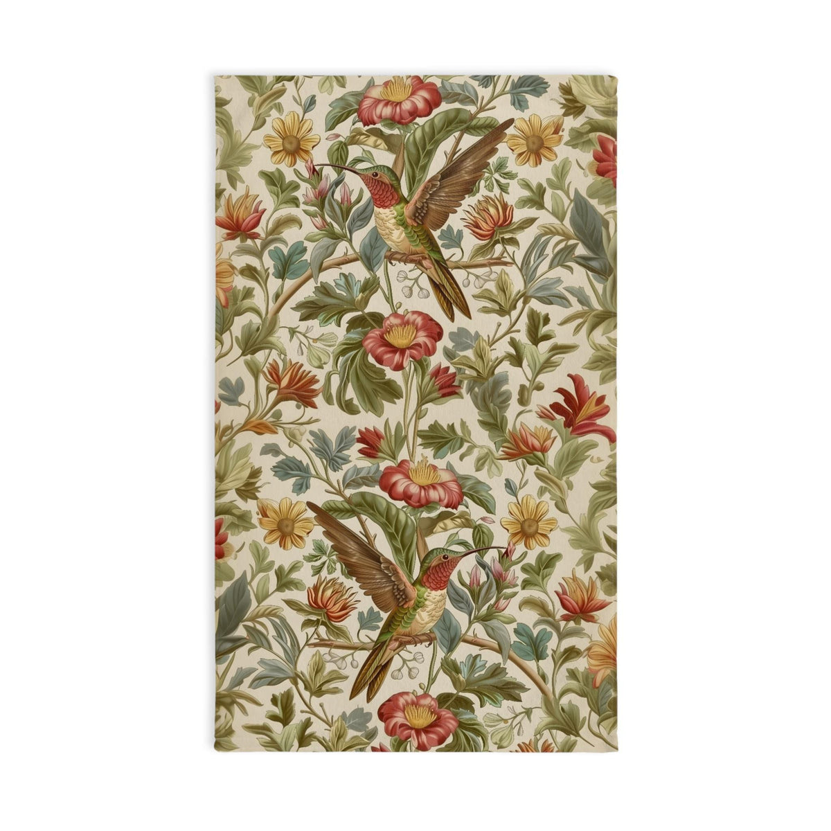 William Morris Hummingbird Hand Towel: Vintage Style Botanical Bird Floral Accent