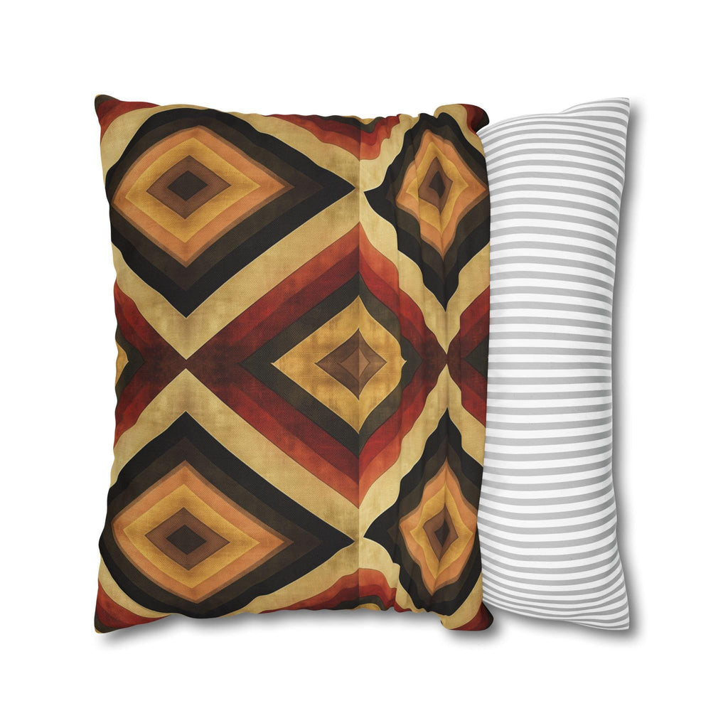 Southwestern Geometric Pillow Cover - Warm Tones, Layered Diamond Pattern