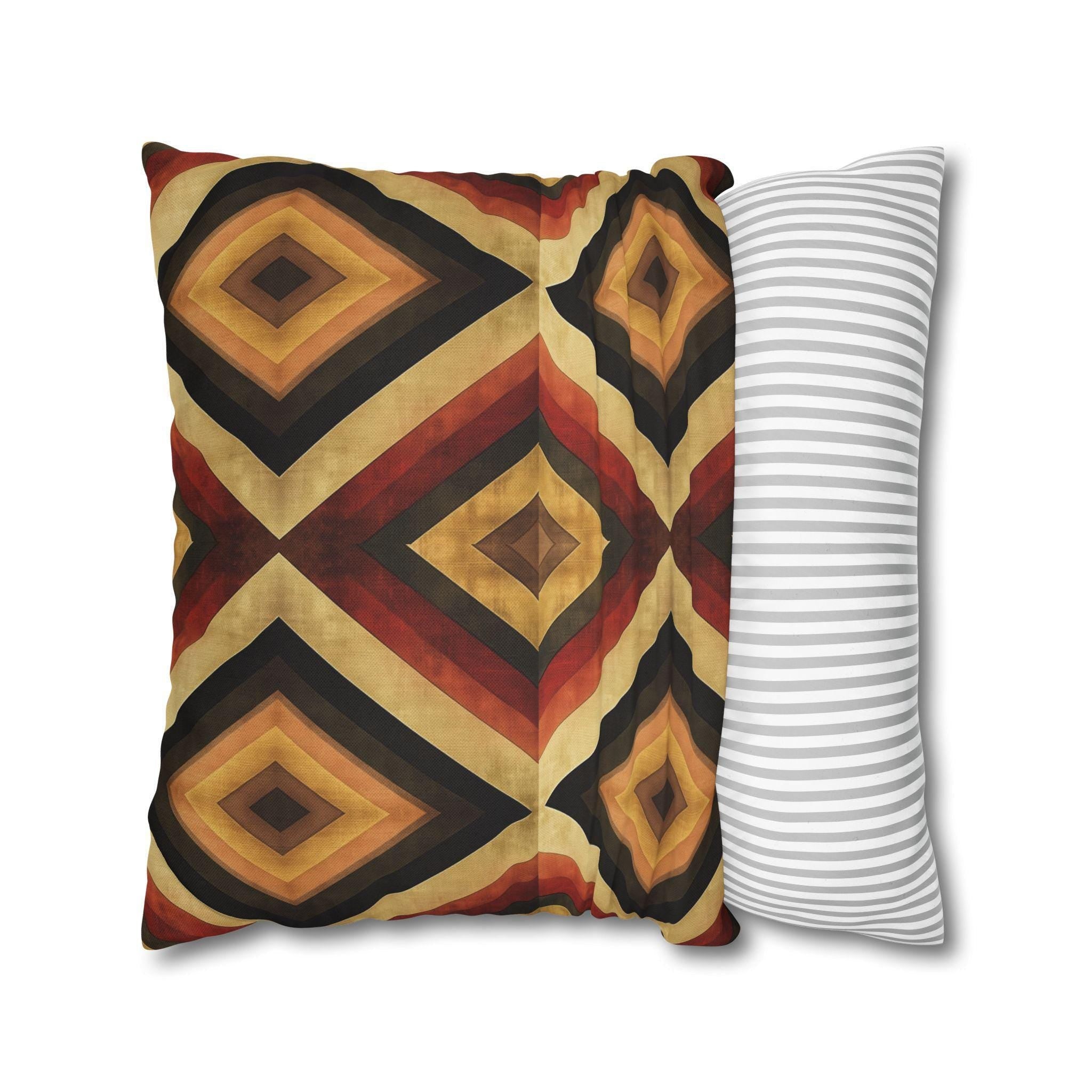 Southwestern Geometric Pillow Cover - Warm Tones, Layered Diamond Pattern
