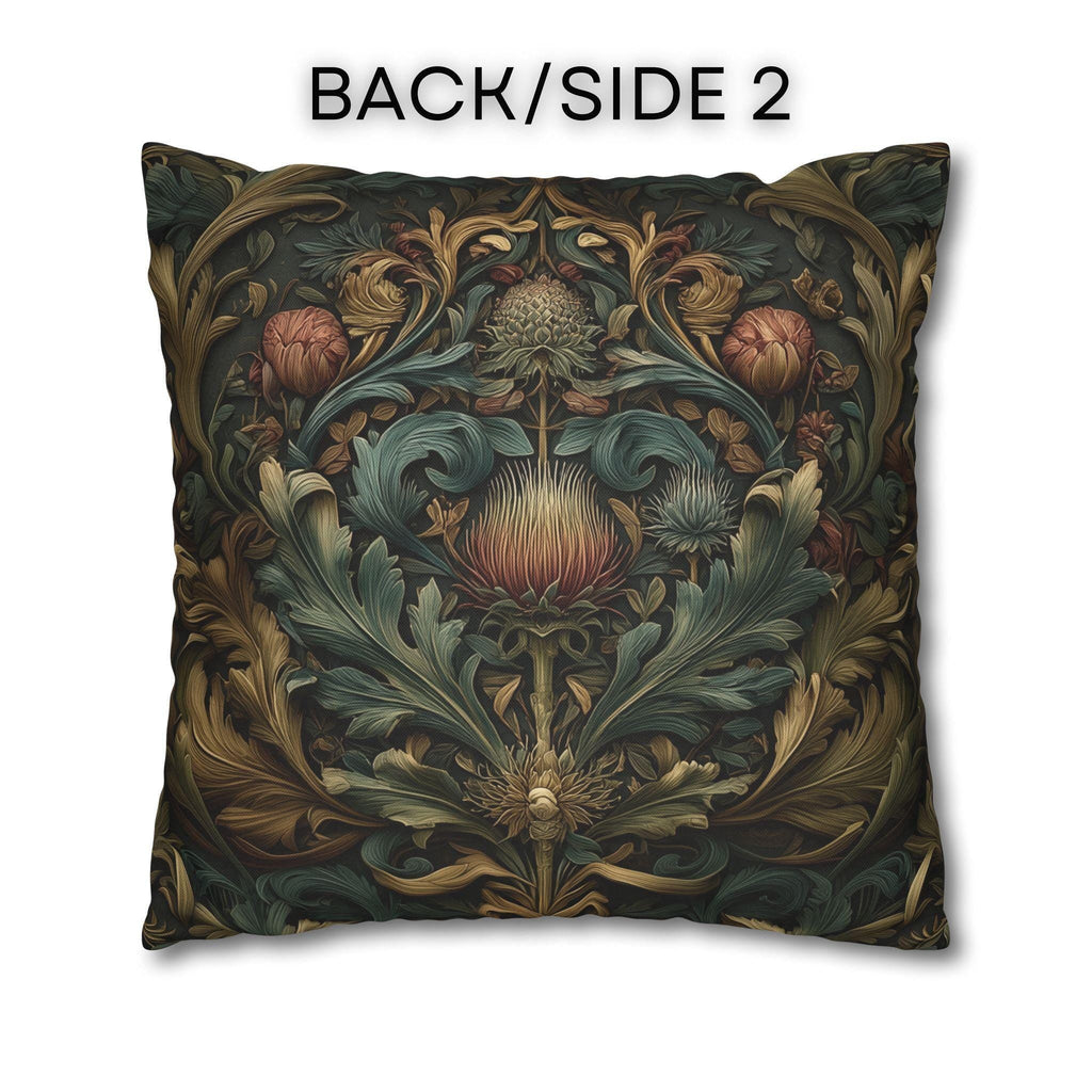 Midnight Morris Pillow Cover: Arts and Crafts Moody Blooms for Autumn