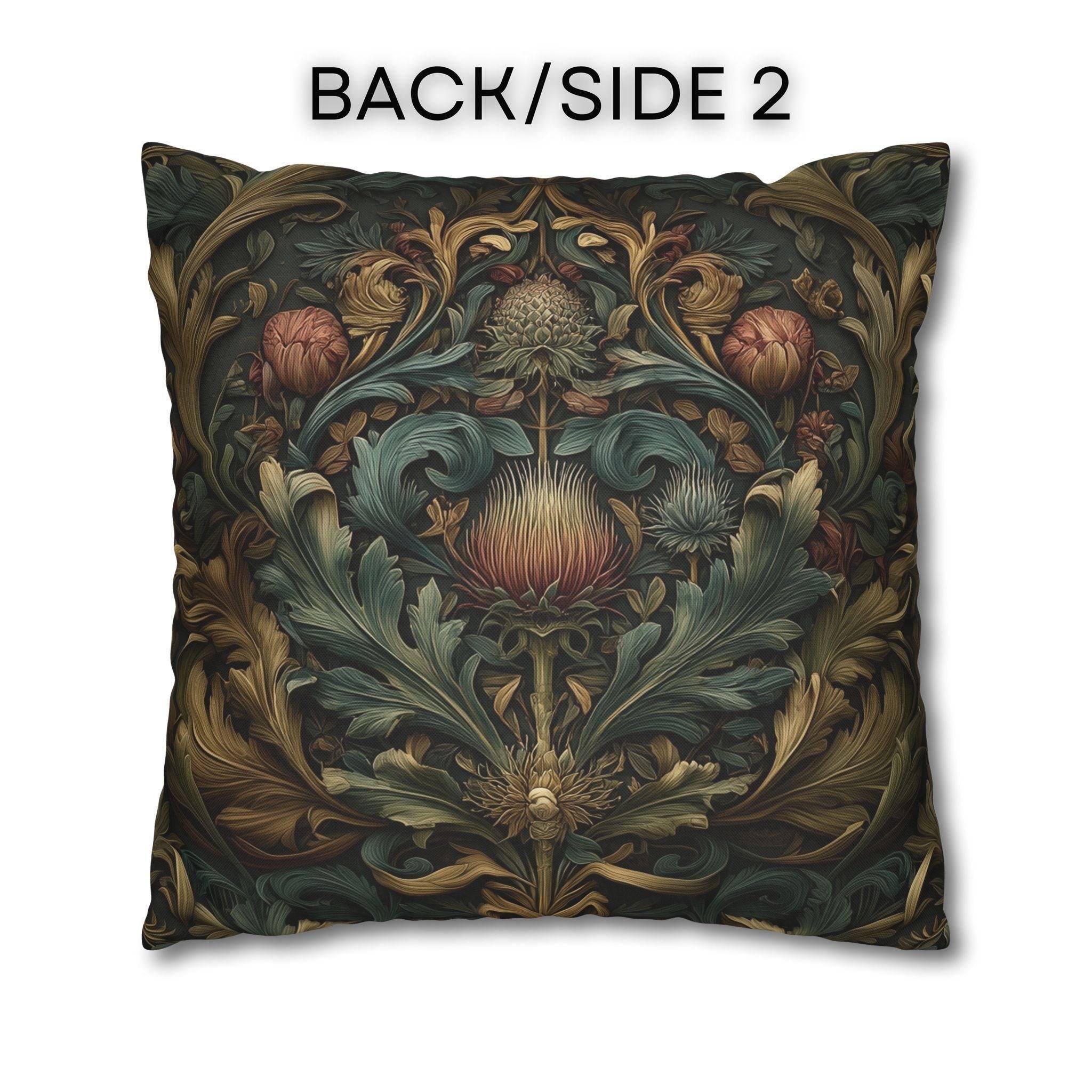 Midnight Morris Pillow Cover: Arts and Crafts Moody Blooms for Autumn