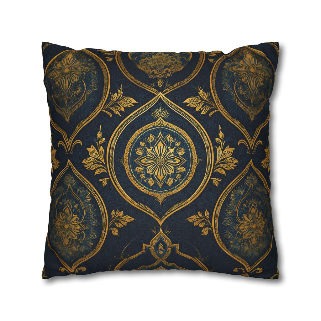 Navy & Gold Damask Pillow Cover: Vintage Style Floral Medallion Cushion