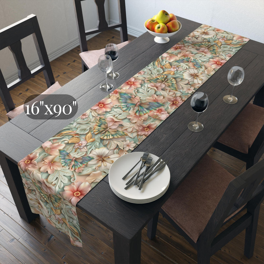 William Morris inspired Table Runner: Pastel Butterfly Garden