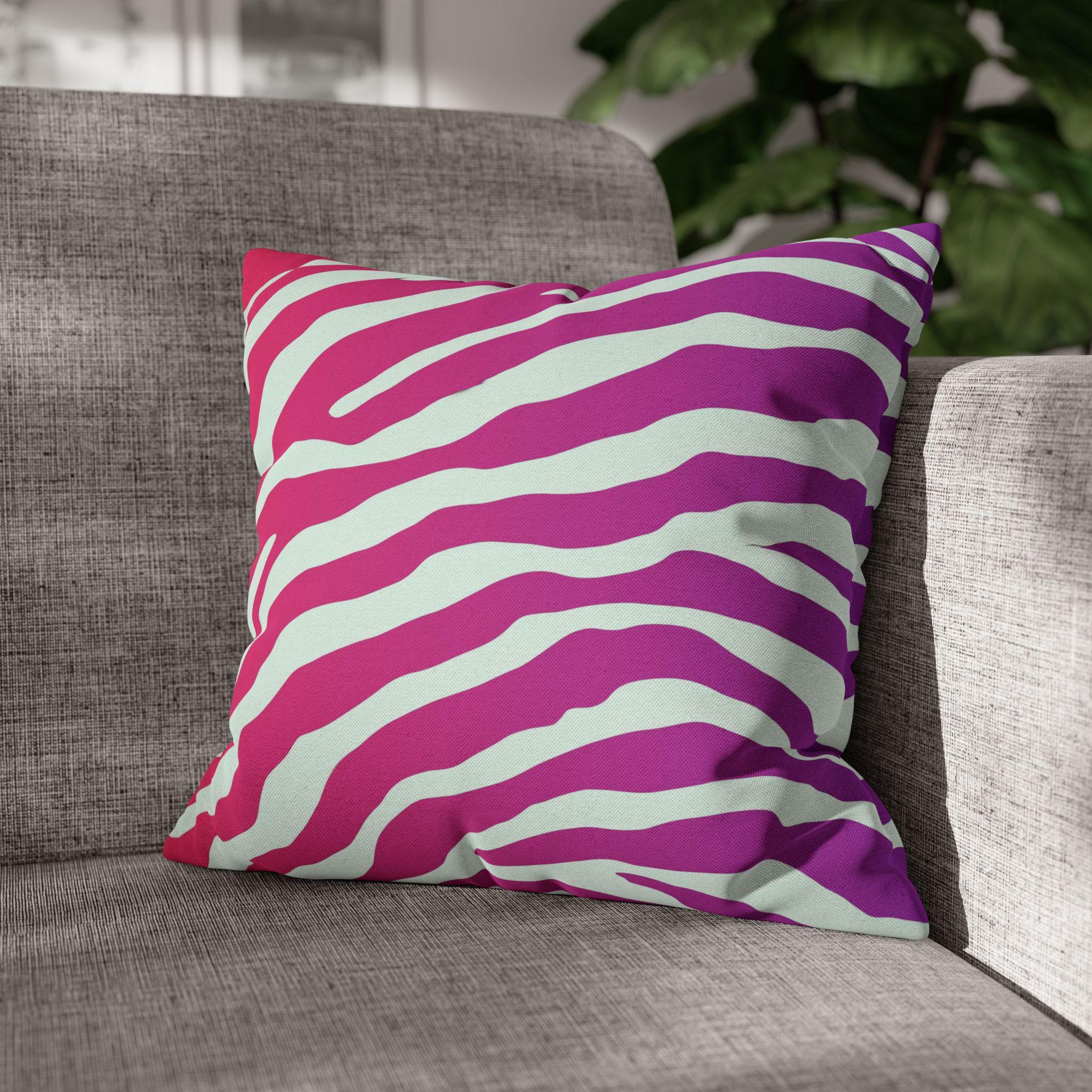 Magenta Zebra Stripe Pillow Cover: Bold Pop Art Accent for Vibrant Safari-Inspired Decor