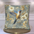 William Morris Hummingbird Pillow Cover: Blue & Gold Arts and Crafts Botanical Cushion Case
