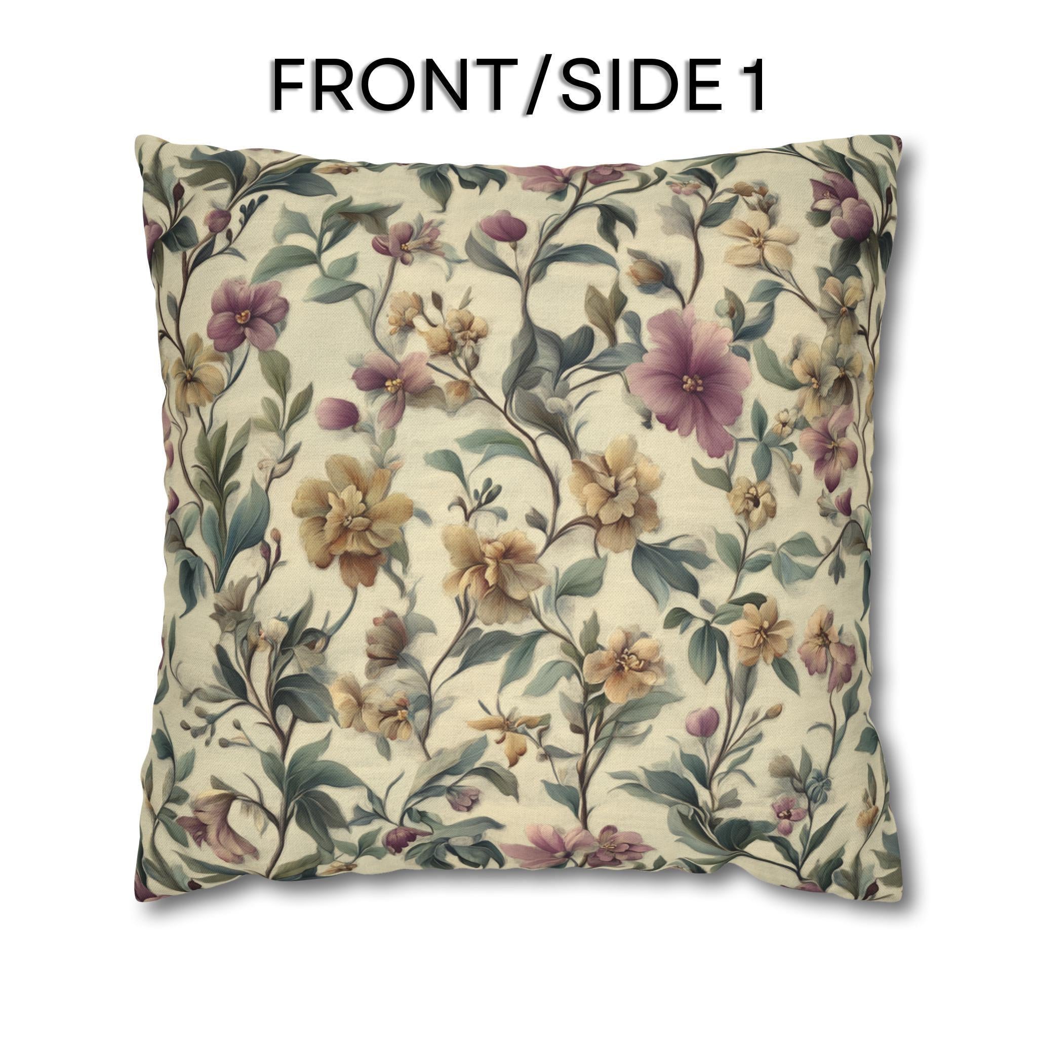 William Morris Inspired Floral Pillow Cover : Vintage Style Botanical Cottagecore Decor