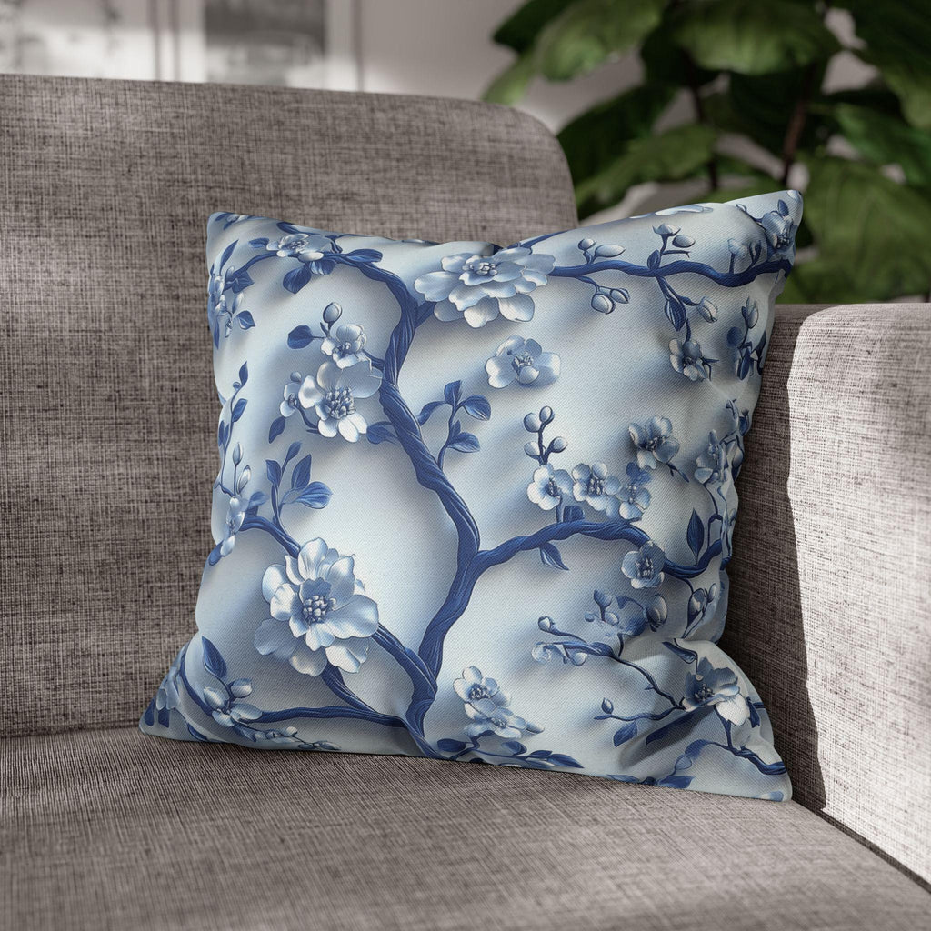 Chinoiserie Pillow Cover | Blue & White Cherry Blossoms | Elegant Home Decor Gift for Home