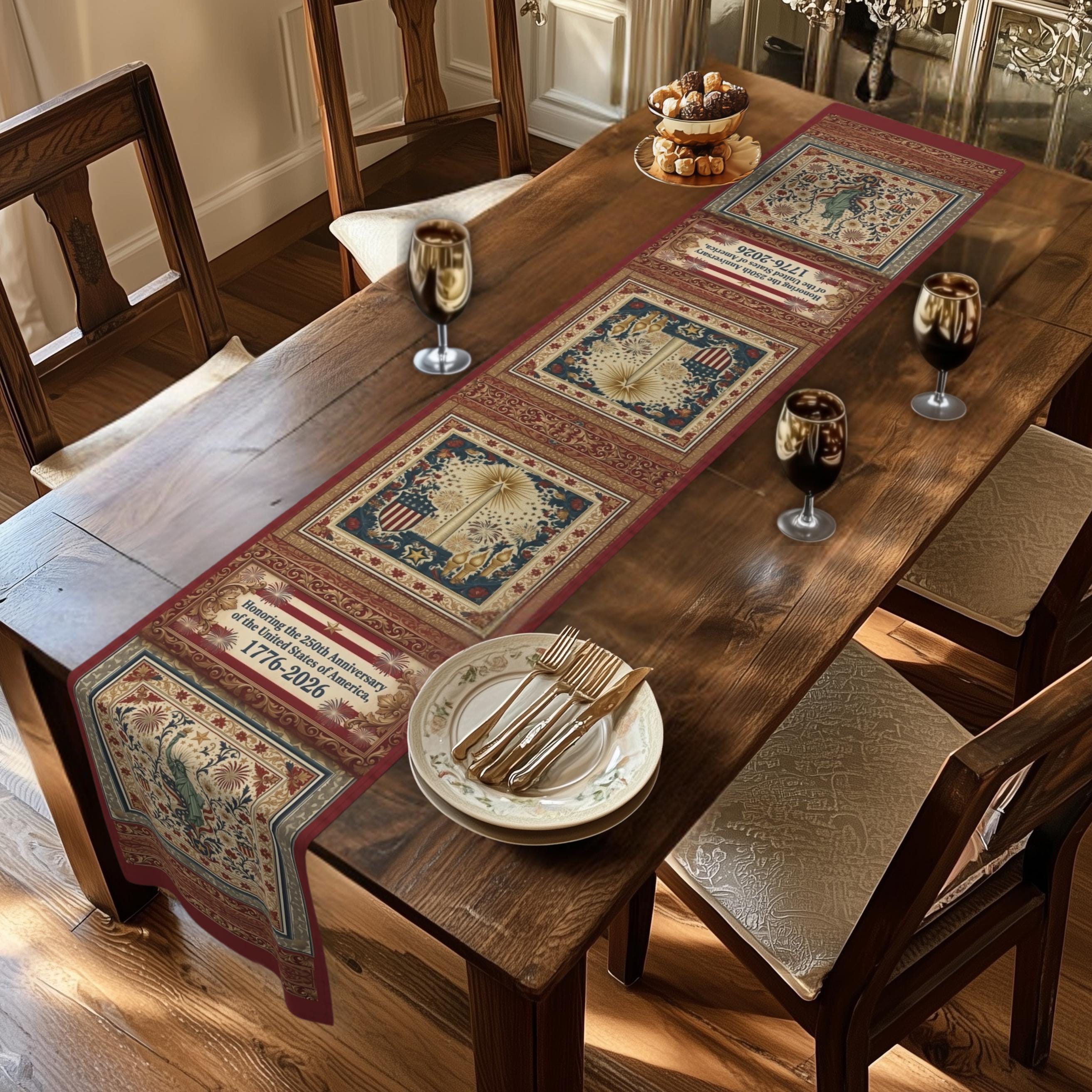 Patriotic Table Runner: America 250th Anniversary Home Decor