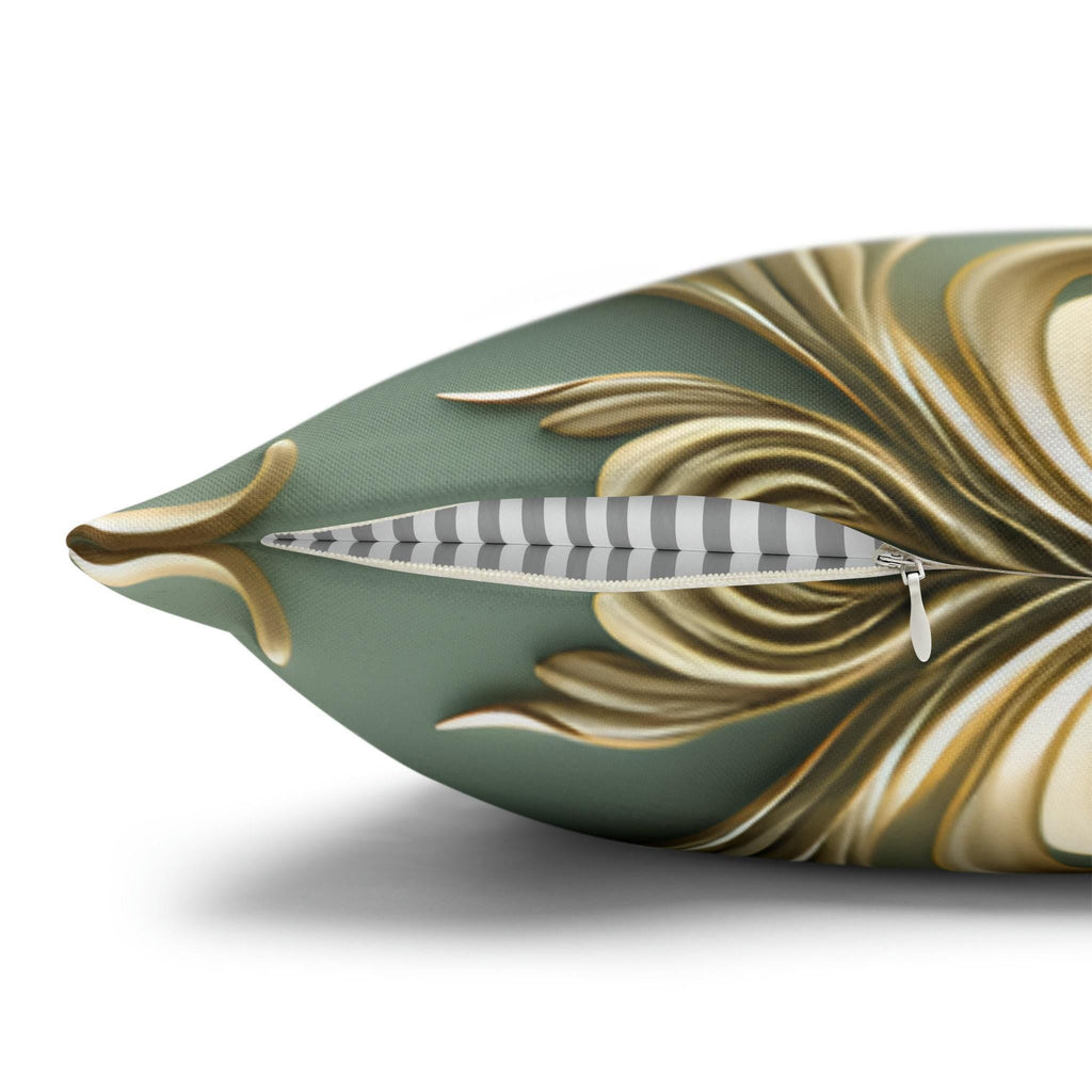 Elegant French Floral 3D Pillow Cover: Teal Blue & Gold Intricate Design for Classical Decor