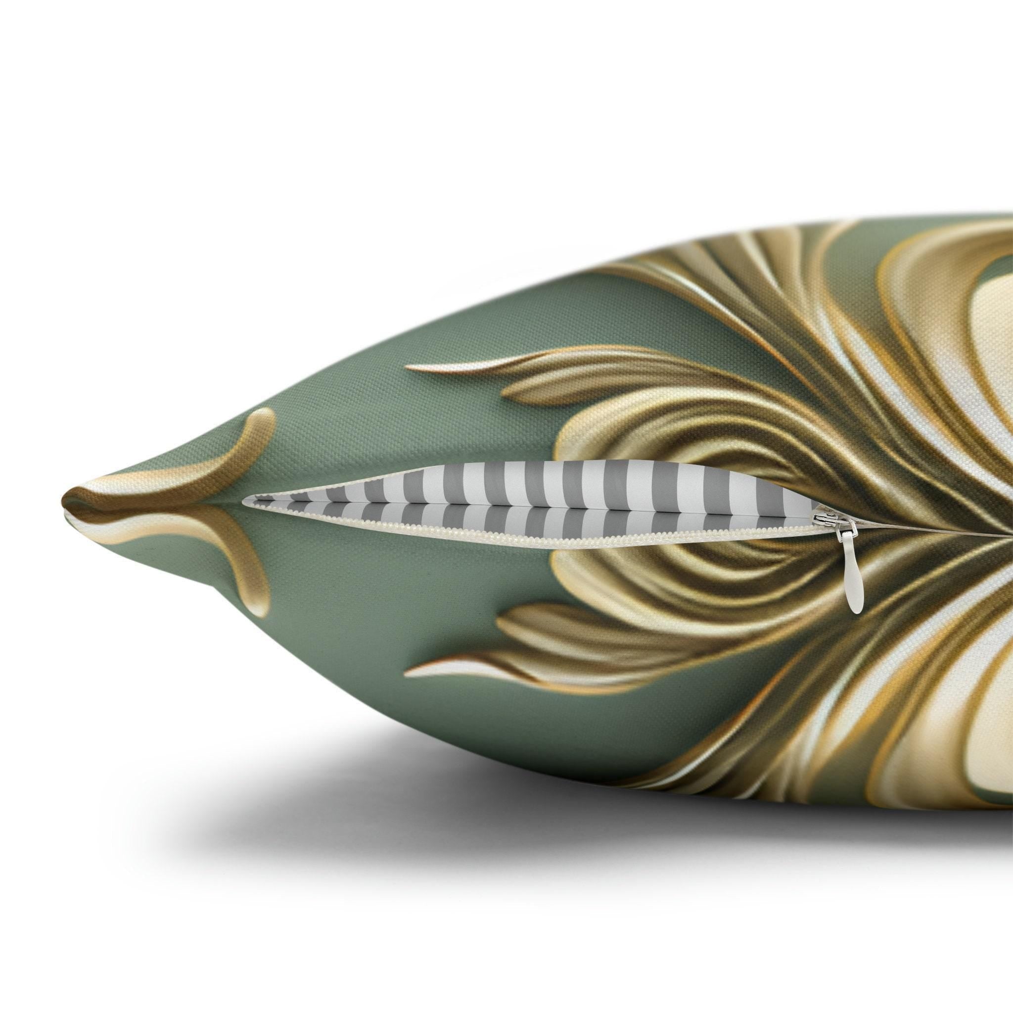 Elegant French Floral 3D Pillow Cover: Teal Blue & Gold Intricate Design for Classical Decor