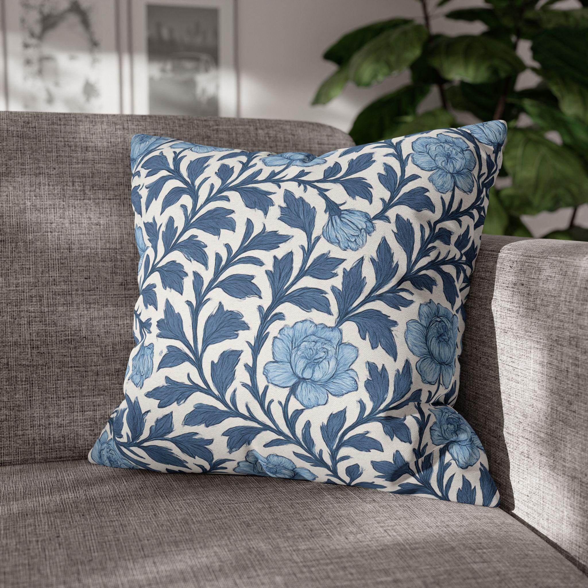 William Morris Inspired Floral Pillow Cover: French Country Cottagecore Decor
