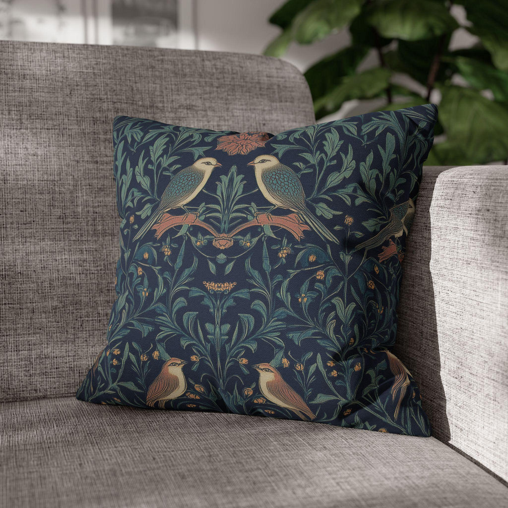 Midnight Songbirds Pillow Cover: William Morris Revival