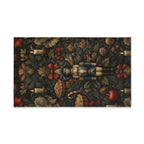 William Morris Christmas Nutcracker Hand Towel: Charcoal Red & Gold Holiday Botanical Kitchen Decor