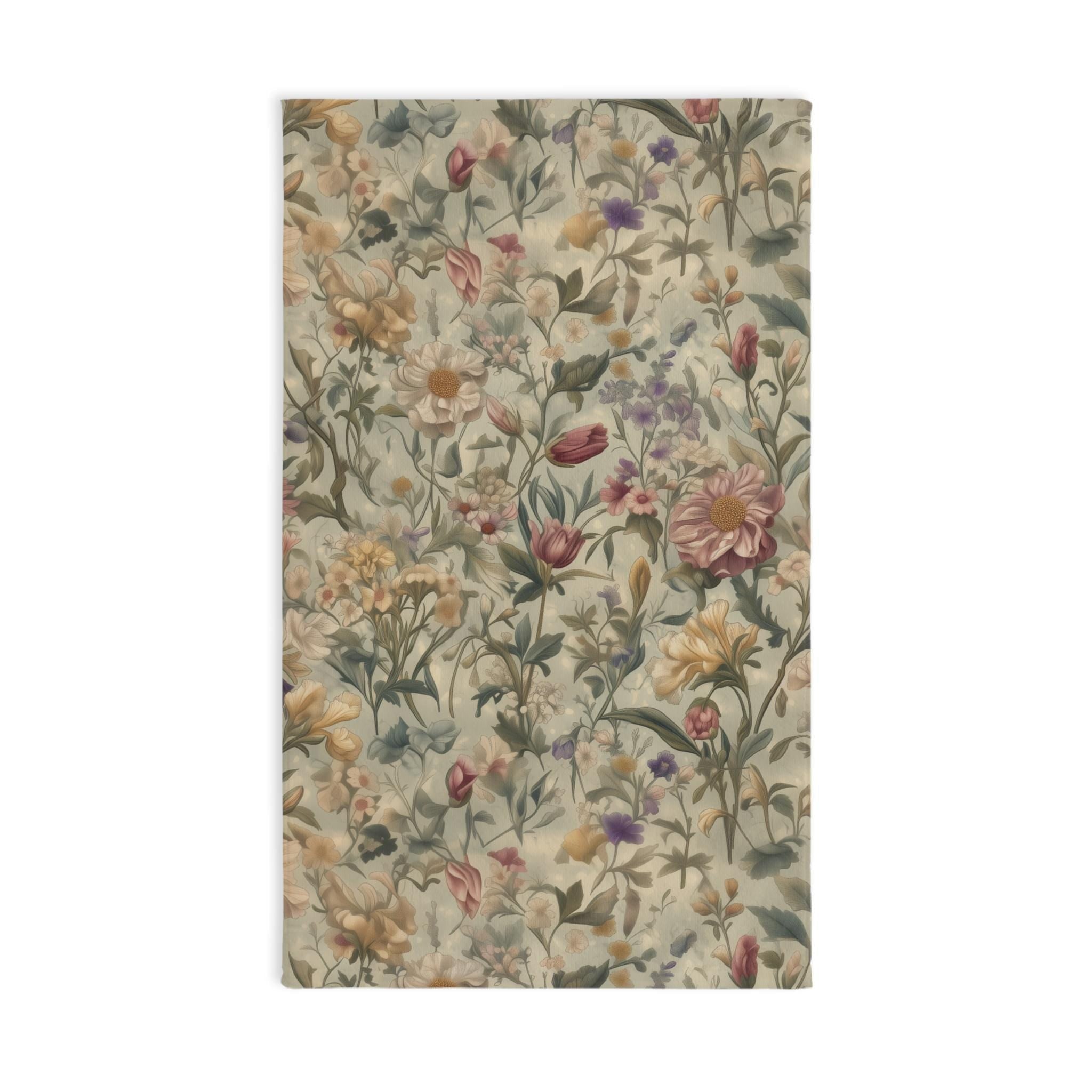 Vintage-Inspired William Morris Botanical Hand Towel: Soft Floral Tapestry for Cottage Bath Decor